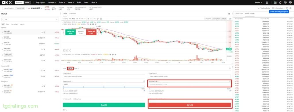 Vender en OKX exchange