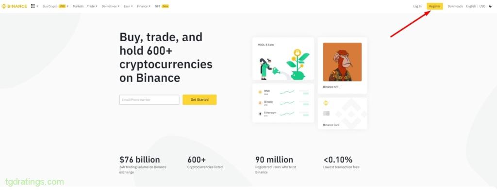 Iniciar registro en Binance