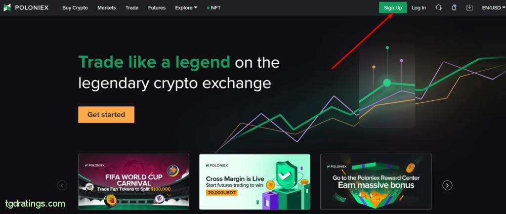 Página de inicio de Poloniex