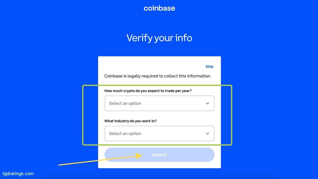 Zbieranie informacji o nowym użytkowniku Coinbase