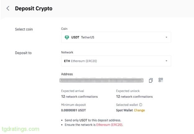 Пополнение биржевого счета Бинанс