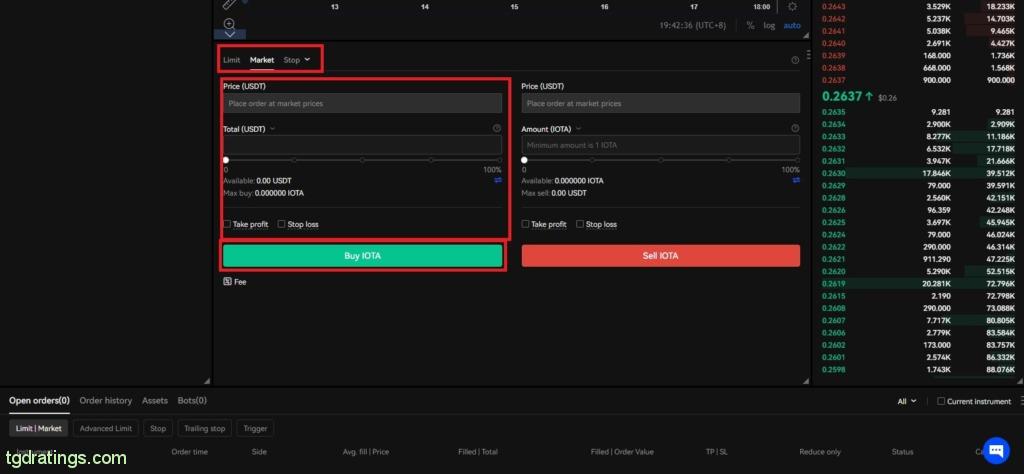 Покупка IOTA через терминал OKX