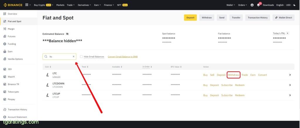 Вывод LTC на кошелек