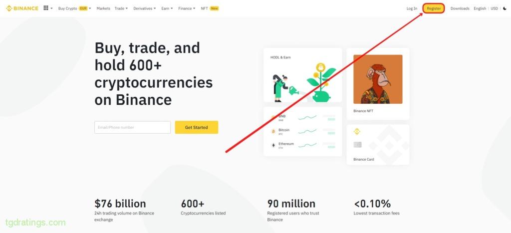 Регистрация на бирже Binance