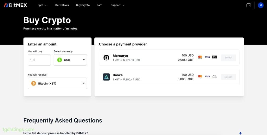 Покупка криптовалюты с карты на Bitmex