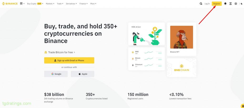 Главная станица Binance
