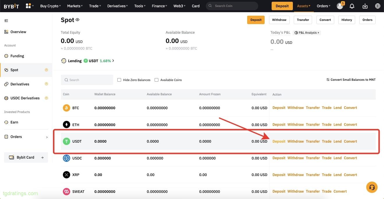 Депозит в USDT