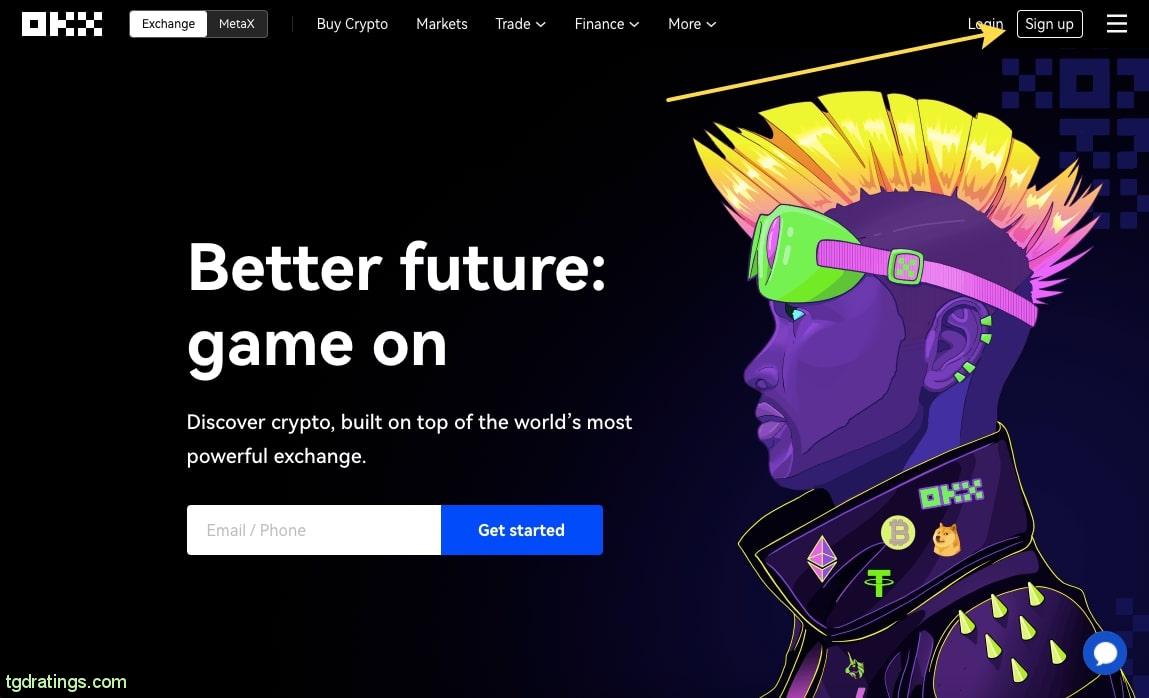 The start of registration on OKX
