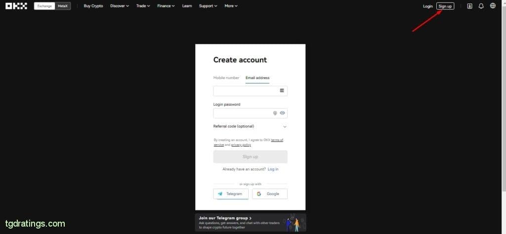 OKX Registration Form