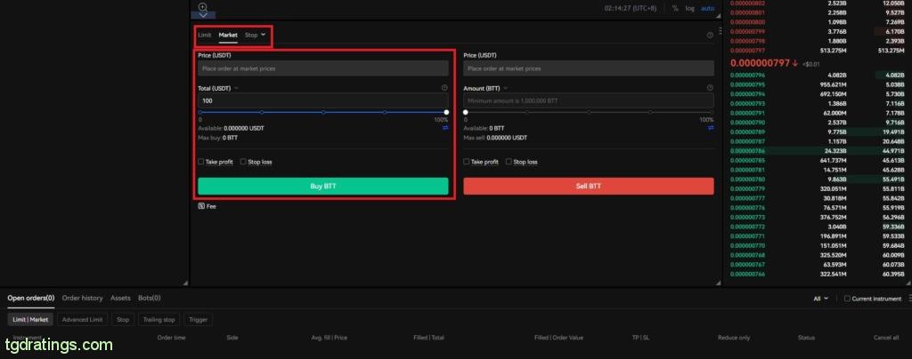 Buying BTT via OKX terminal