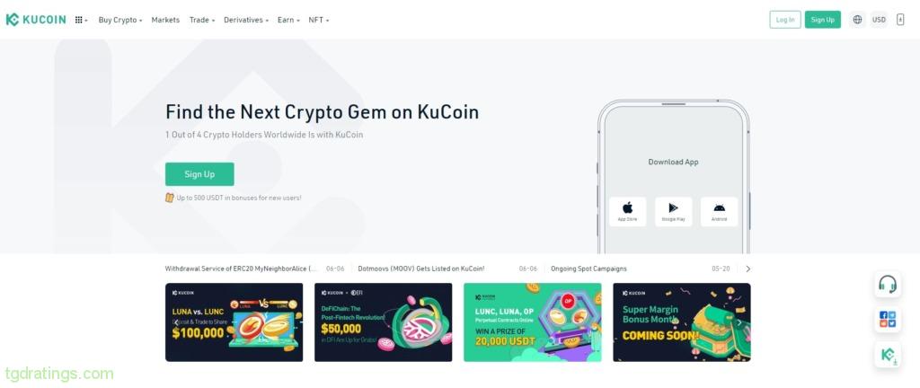 Kucoin home page