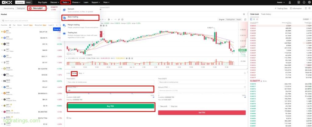 Buying TRX on the spot market