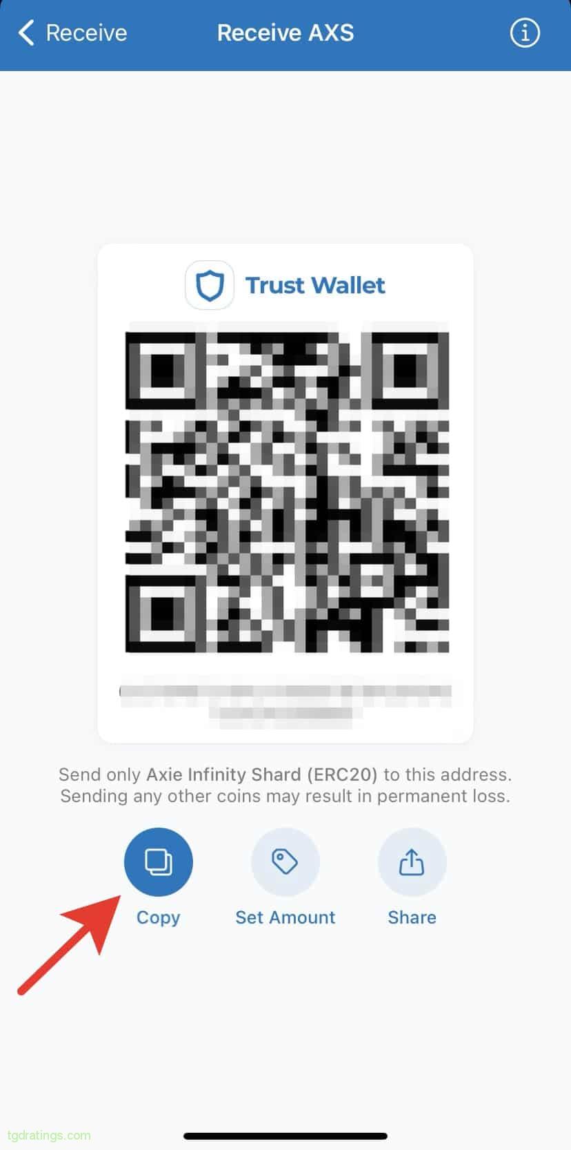 Wallet address to receive AXS on the Ethereum blockchain