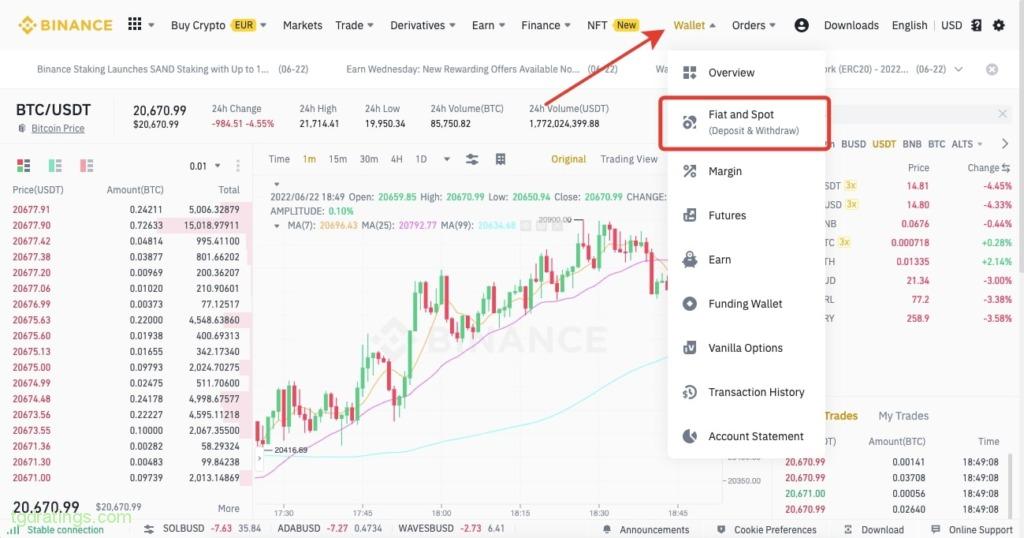 Top up your wallet on the exchange 