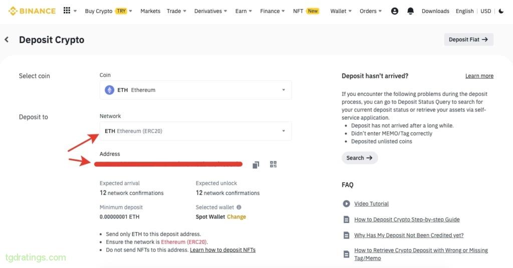 Address for ETH transfer in the Ethereum ERC20 network