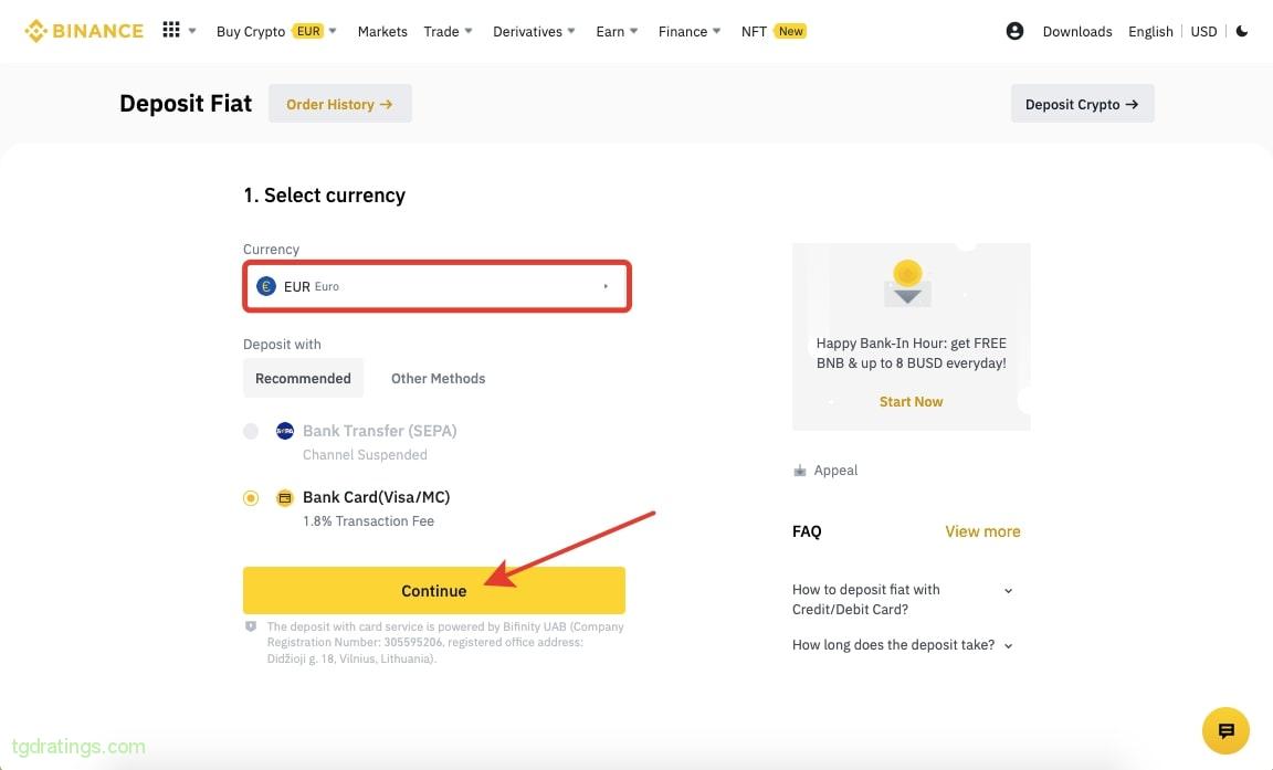 Payment methods for EUR deposit 