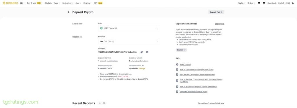 Deposit request window