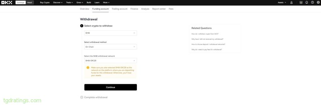 Specify coin and network for output