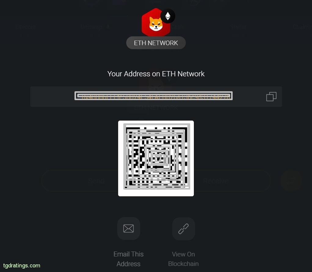 Copy SHIB address to Exodus Wallet
