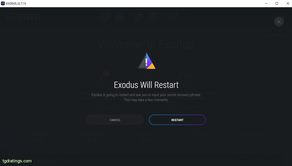 Restore confirmation window