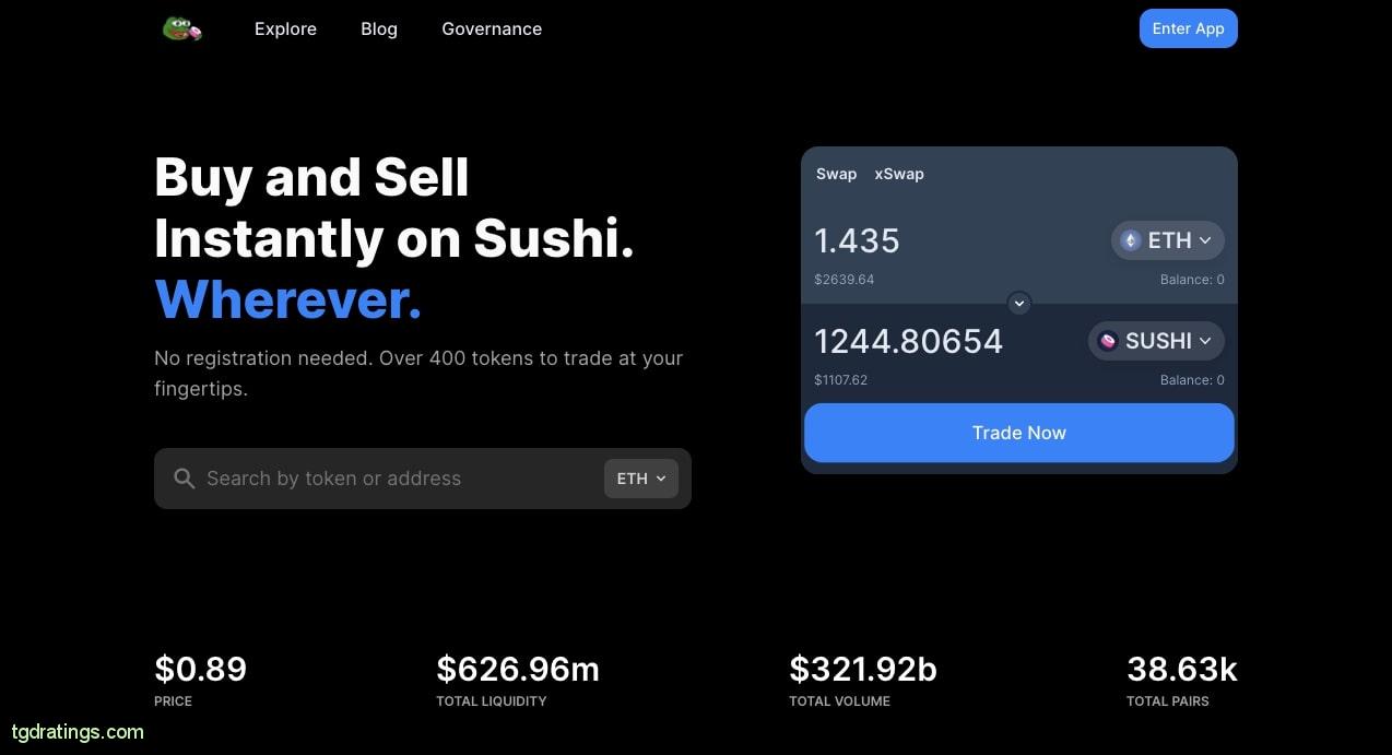 Sushiswap homepage