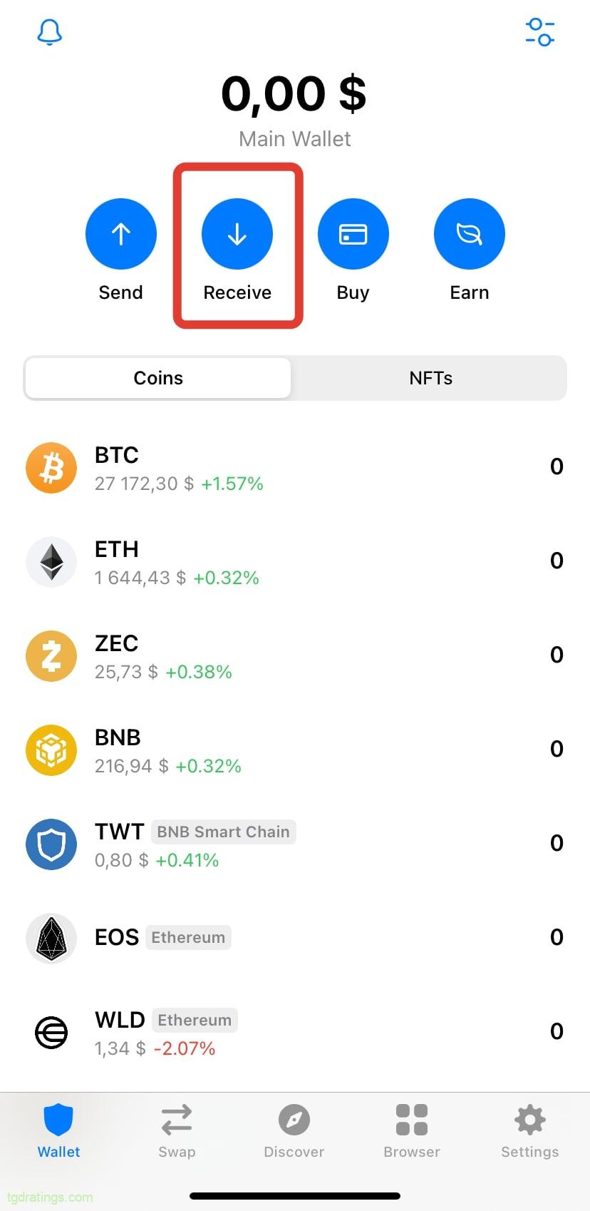 Receiving coins